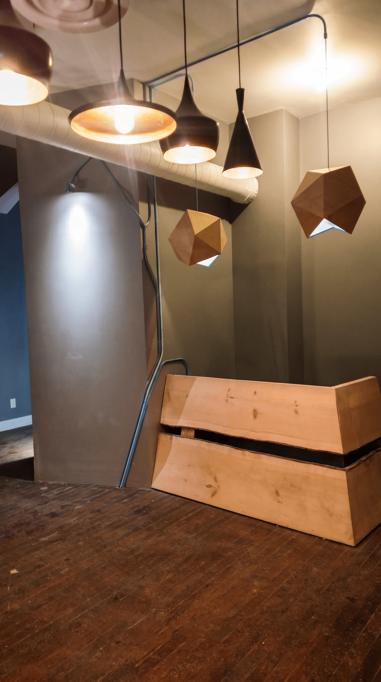 Angular Plywood Reception Counter